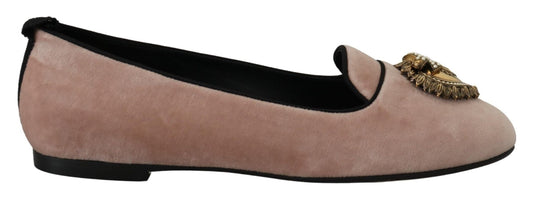 Dolce & Gabbana Pink Velvet Slip Ons Loafers Flats Shoes - SMARTMARTNZ