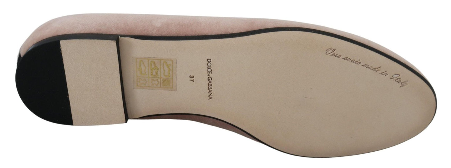 Dolce & Gabbana Pink Velvet Slip Ons Loafers Flats Shoes - SMARTMARTNZ