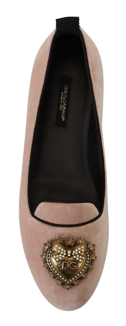 Dolce & Gabbana Pink Velvet Slip Ons Loafers Flats Shoes - SMARTMARTNZ