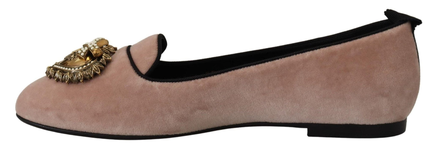 Dolce & Gabbana Pink Velvet Slip Ons Loafers Flats Shoes - SMARTMARTNZ