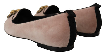 Dolce & Gabbana Pink Velvet Slip Ons Loafers Flats Shoes - SMARTMARTNZ