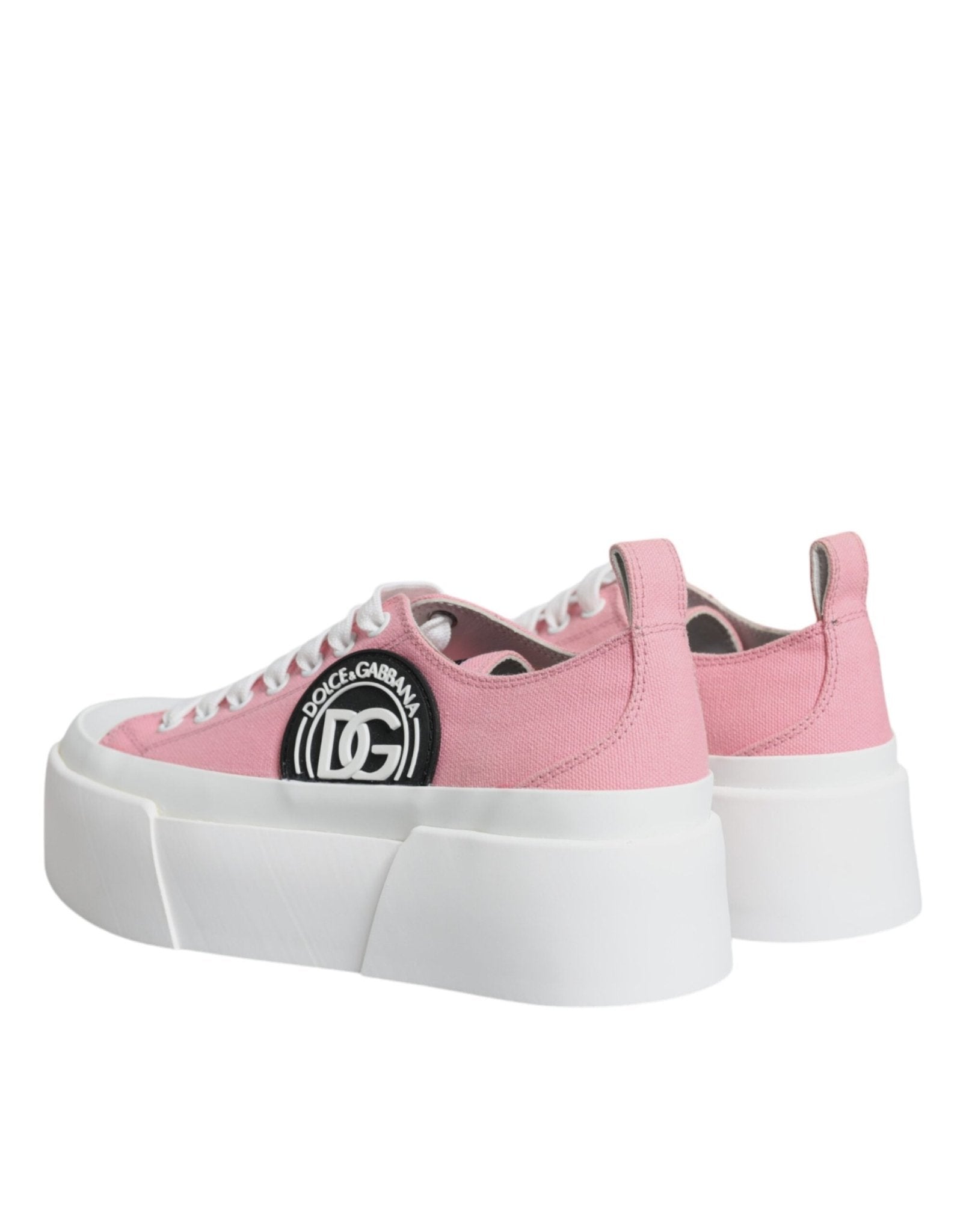 Dolce & Gabbana Pink White Canvas Logo Low Top Sneakers Shoes - SMARTMARTNZ