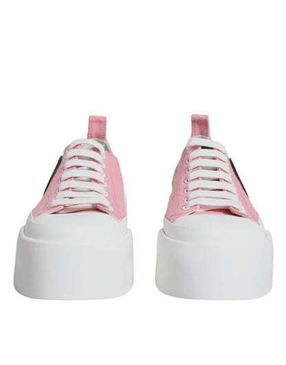 Dolce & Gabbana Pink White Canvas Logo Low Top Sneakers Shoes - SMARTMARTNZ