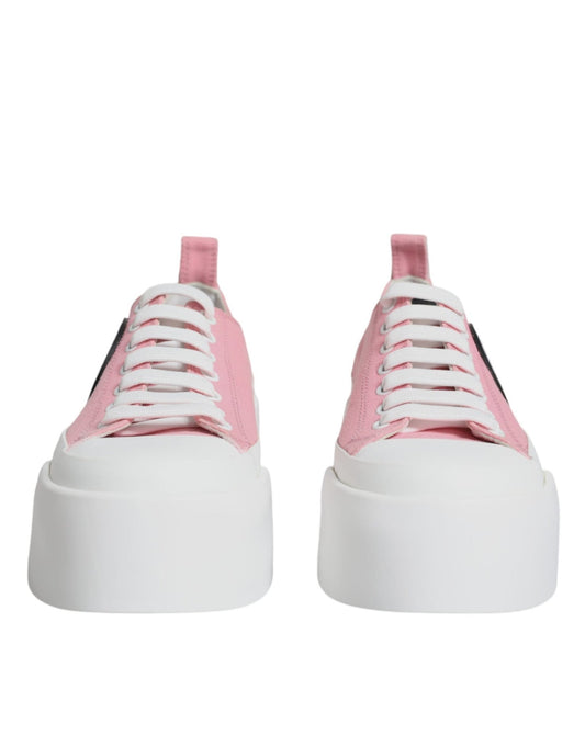 Dolce & Gabbana Pink White Canvas Logo Low Top Sneakers Shoes - SMARTMARTNZ