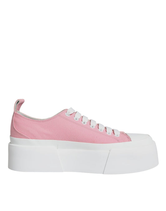 Dolce & Gabbana Pink White Canvas Logo Low Top Sneakers Shoes - SMARTMARTNZ