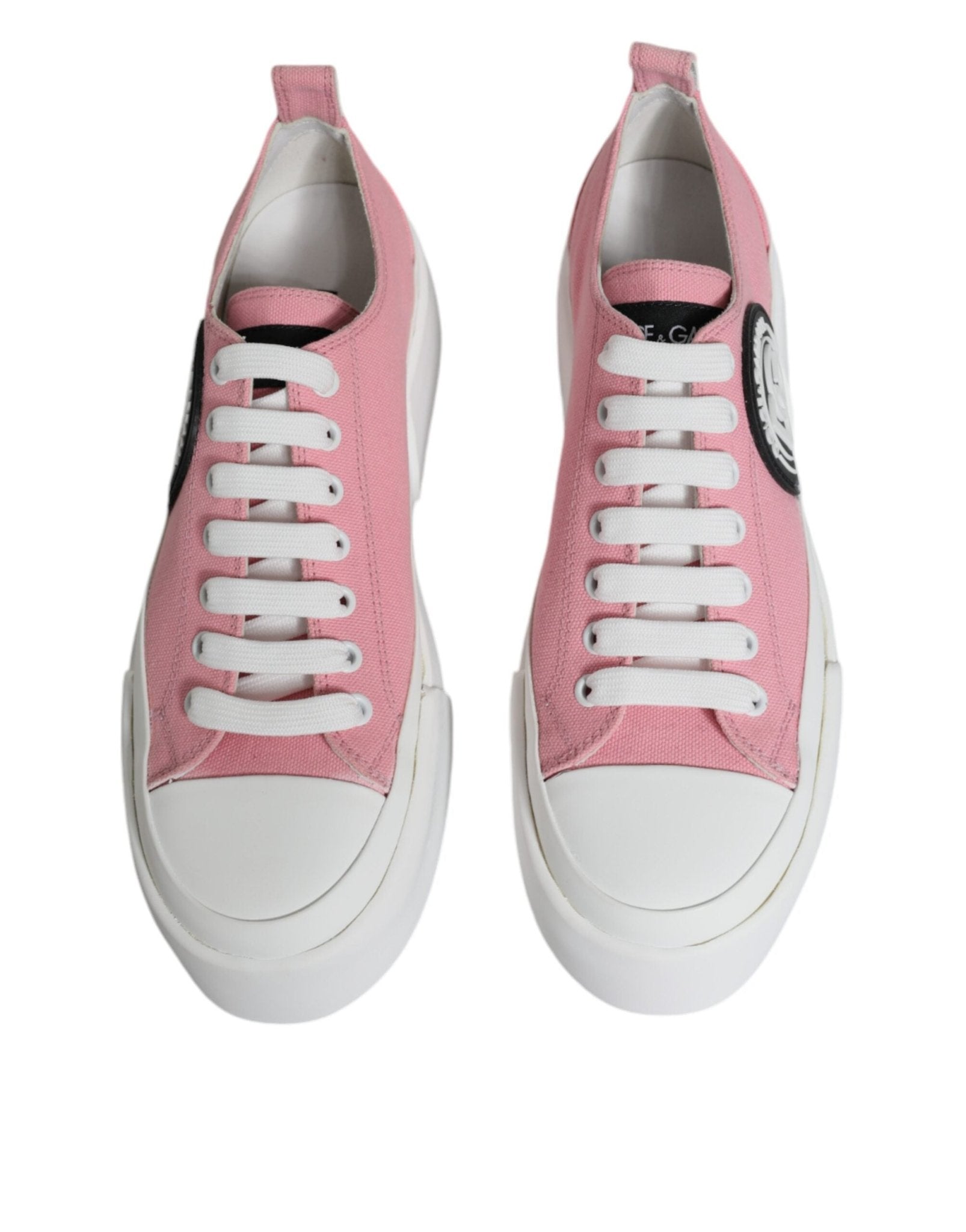 Dolce & Gabbana Pink White Canvas Logo Low Top Sneakers Shoes - SMARTMARTNZ