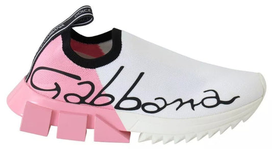 Dolce & Gabbana Pink White Logo Sorrento Sneakers Shoes - SMARTMARTNZ