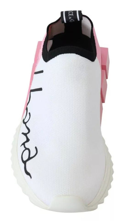 Dolce & Gabbana Pink White Logo Sorrento Sneakers Shoes - SMARTMARTNZ