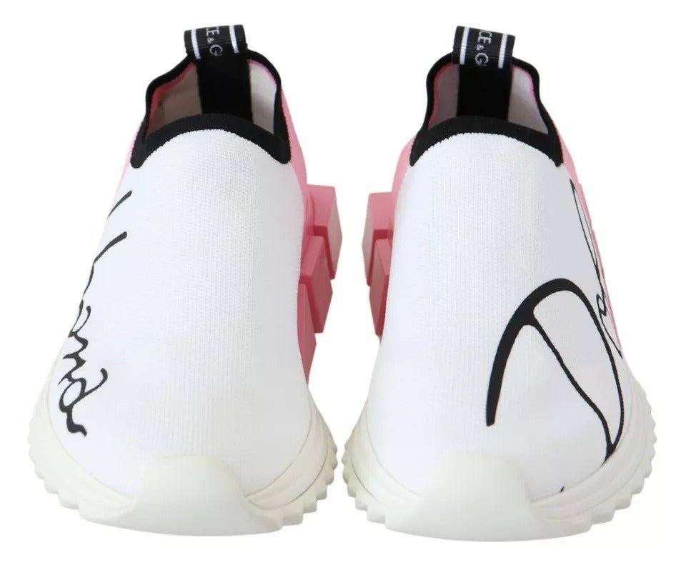 Dolce & Gabbana Pink White Logo Sorrento Sneakers Shoes - SMARTMARTNZ