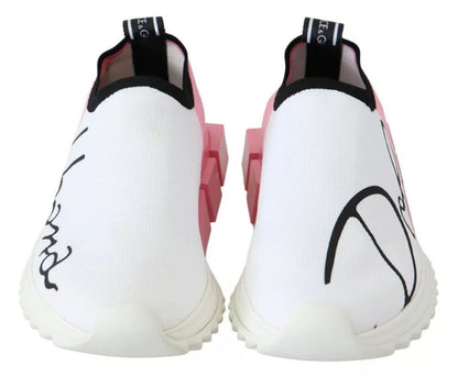 Dolce & Gabbana Pink White Logo Sorrento Sneakers Shoes - SMARTMARTNZ