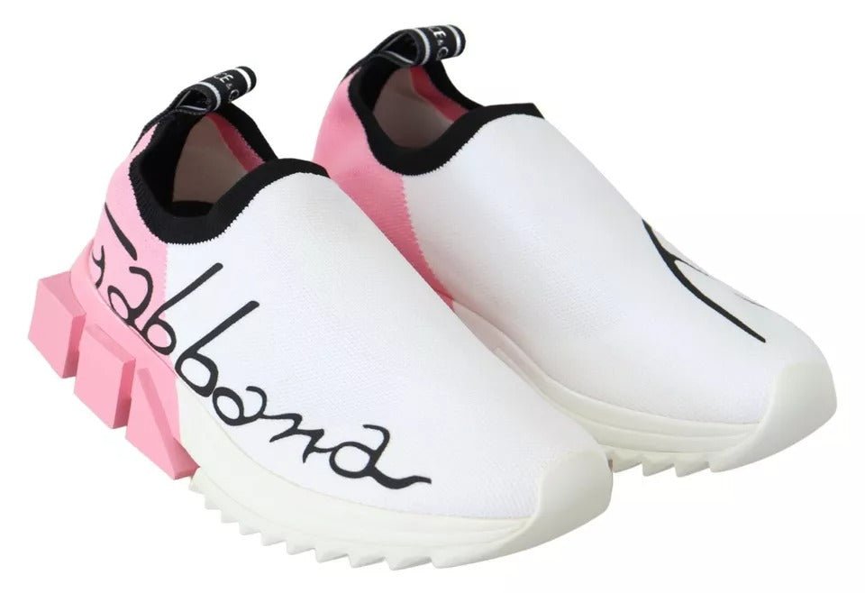 Dolce & Gabbana Pink White Logo Sorrento Sneakers Shoes - SMARTMARTNZ