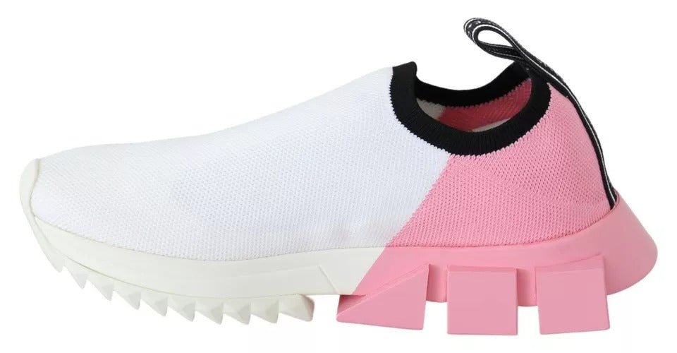 Dolce & Gabbana Pink White Logo Sorrento Sneakers Shoes - SMARTMARTNZ