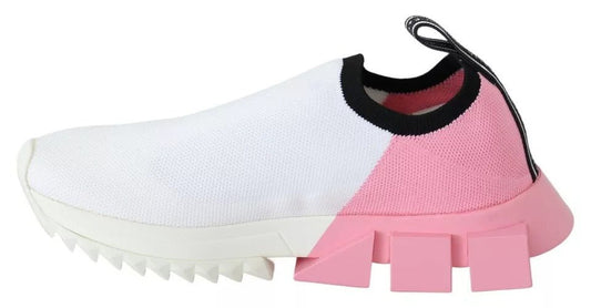 Dolce & Gabbana Pink White Logo Sorrento Sneakers Shoes - SMARTMARTNZ