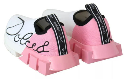 Dolce & Gabbana Pink White Logo Sorrento Sneakers Shoes - SMARTMARTNZ