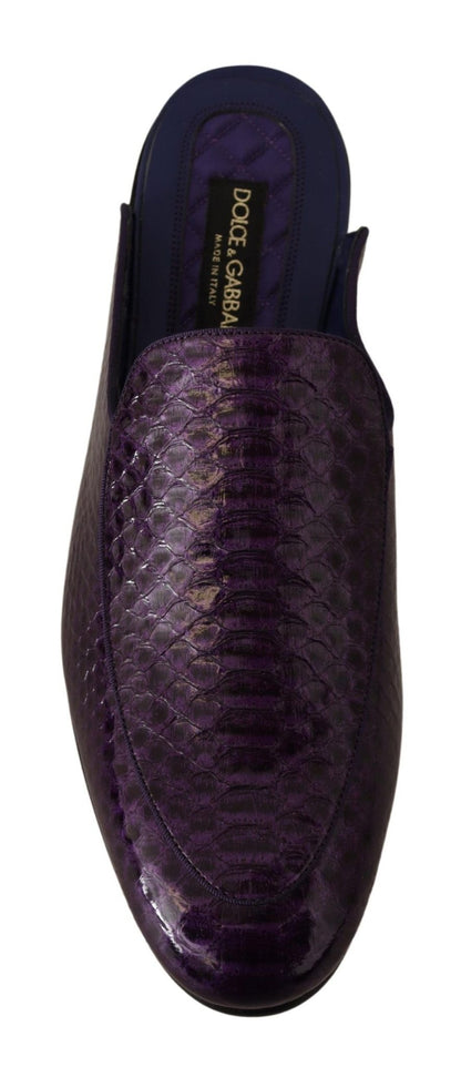 Dolce & Gabbana Purple Exotic Leather Flats Slides Shoes - SMARTMARTNZ