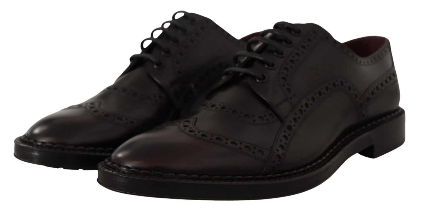Dolce & Gabbana Purple Leather Oxford Wingtip Formal Shoes - SMARTMARTNZ