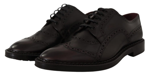 Dolce & Gabbana Purple Leather Oxford Wingtip Formal Shoes - SMARTMARTNZ