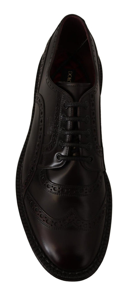 Dolce & Gabbana Purple Leather Oxford Wingtip Formal Shoes - SMARTMARTNZ