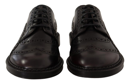 Dolce & Gabbana Purple Leather Oxford Wingtip Formal Shoes - SMARTMARTNZ