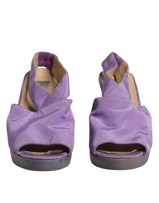 Dolce & Gabbana Purple Platform Slingback Heels Sandals Shoes - SMARTMARTNZ