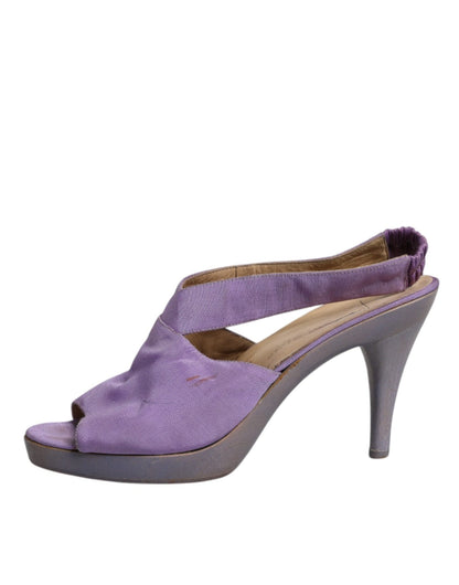 Dolce & Gabbana Purple Platform Slingback Heels Sandals Shoes - SMARTMARTNZ