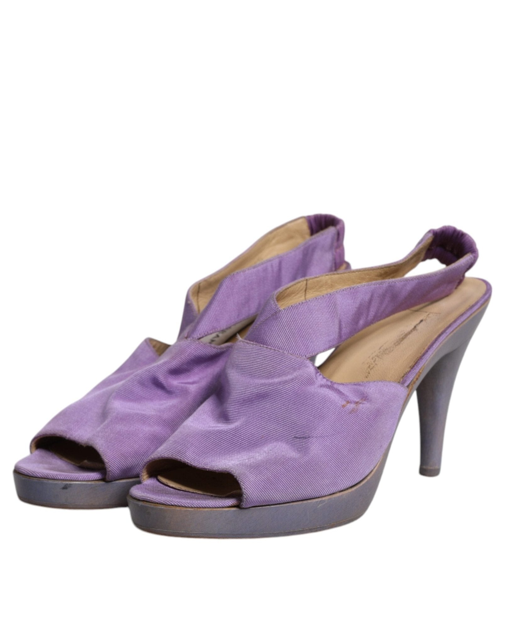 Dolce & Gabbana Purple Platform Slingback Heels Sandals Shoes - SMARTMARTNZ