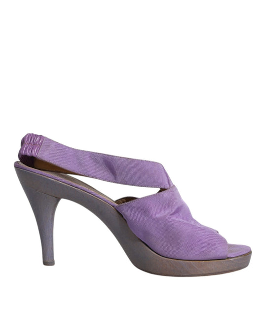 Dolce & Gabbana Purple Platform Slingback Heels Sandals Shoes - SMARTMARTNZ