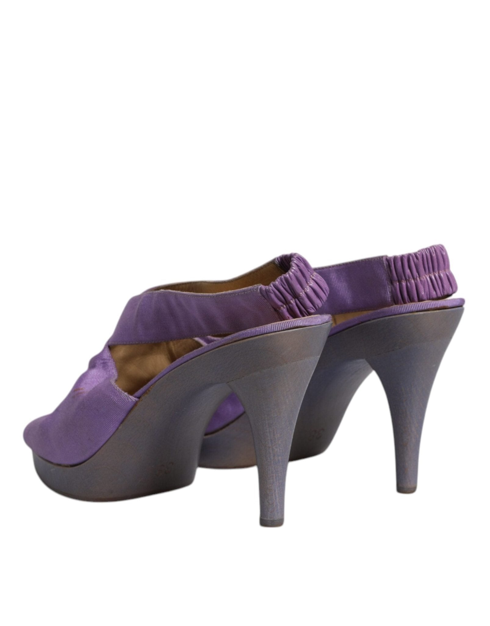 Dolce & Gabbana Purple Platform Slingback Heels Sandals Shoes - SMARTMARTNZ
