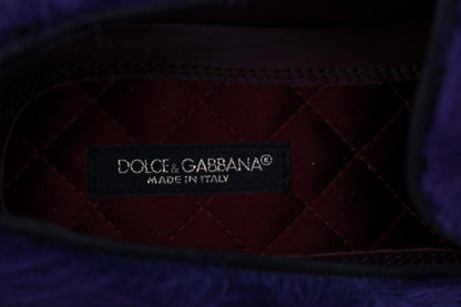 Dolce & Gabbana Purple Sheep Fur Leather Loafers - SMARTMARTNZ