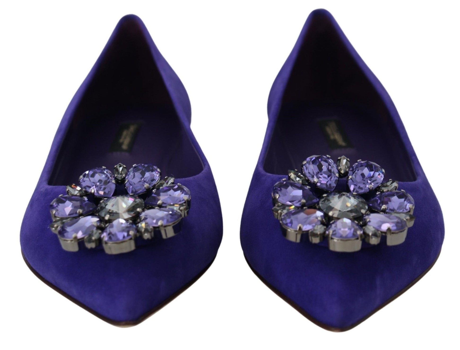 Dolce & Gabbana Purple Suede Crystals Loafers Flats Shoes - SMARTMARTNZ