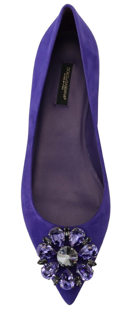 Dolce & Gabbana Purple Suede Crystals Loafers Flats Shoes - SMARTMARTNZ