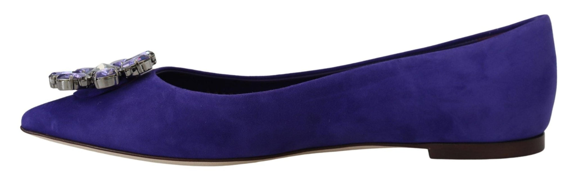 Dolce & Gabbana Purple Suede Crystals Loafers Flats Shoes - SMARTMARTNZ