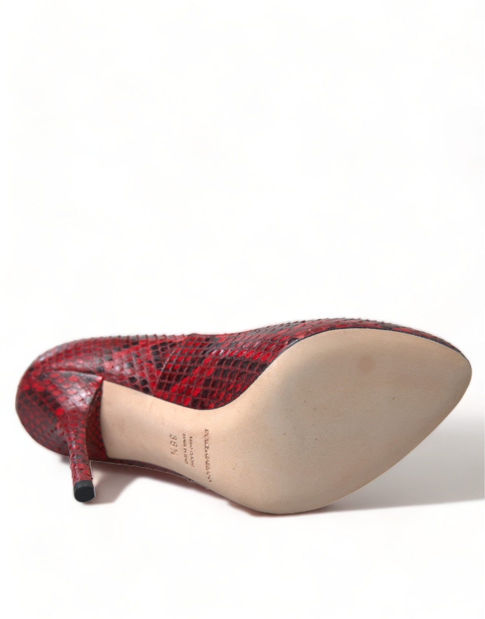 Dolce & Gabbana Red Ayers Leather Lace Socks Pumps Shoes - SMARTMARTNZ