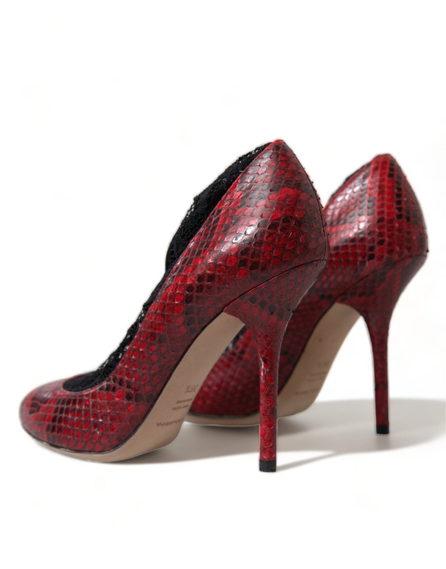Dolce & Gabbana Red Ayers Leather Lace Socks Pumps Shoes - SMARTMARTNZ