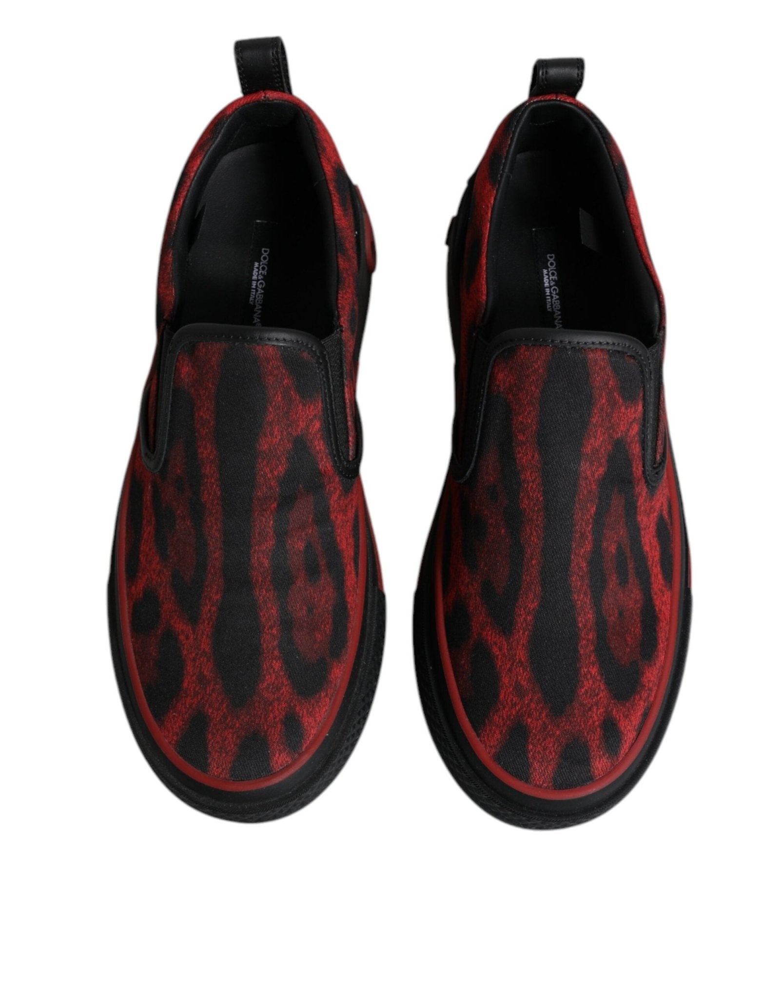 Dolce & Gabbana Red Black Leopard Cotton Men Low Top Sneakers Shoes - SMARTMARTNZ