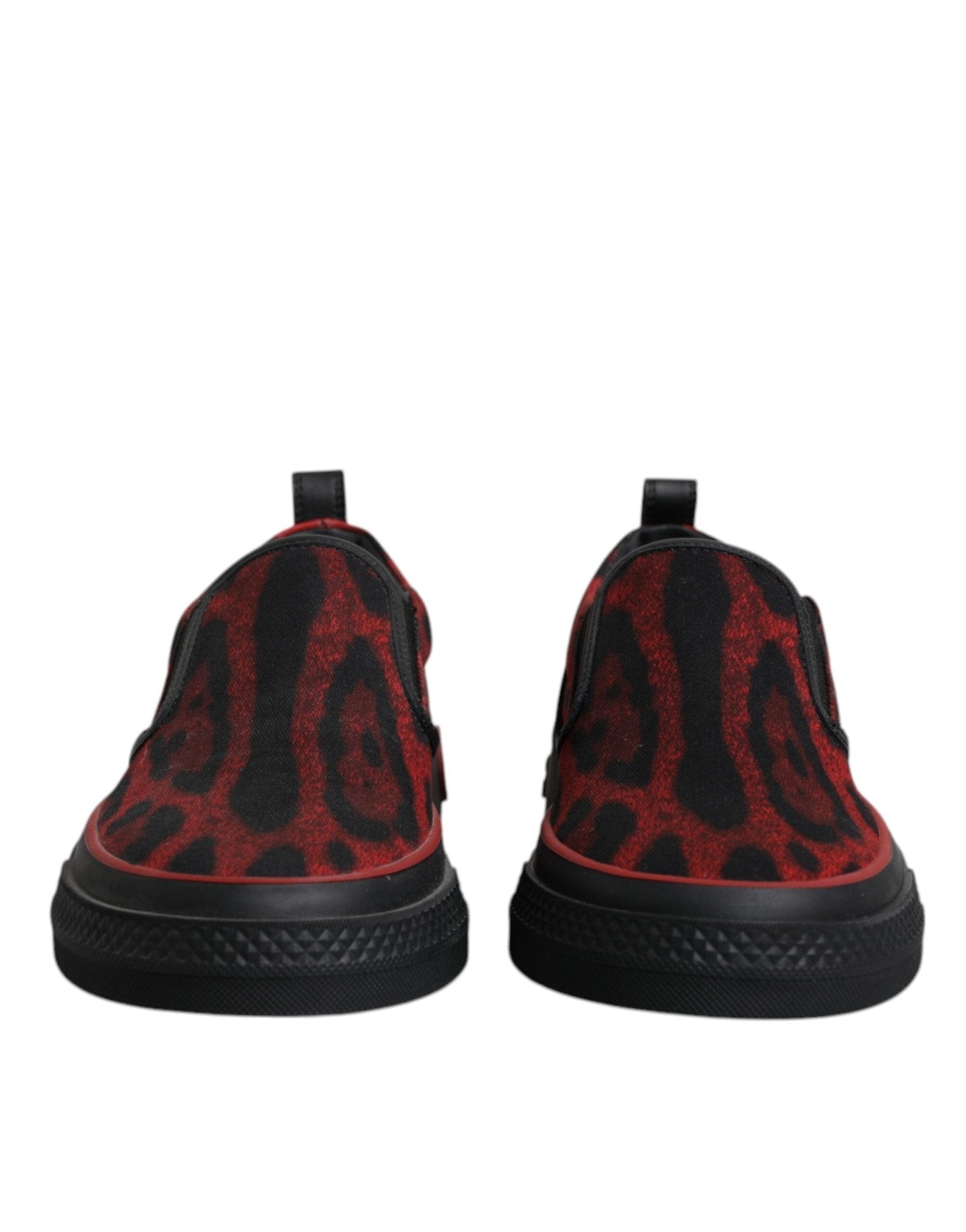 Dolce & Gabbana Red Black Leopard Cotton Men Low Top Sneakers Shoes - SMARTMARTNZ