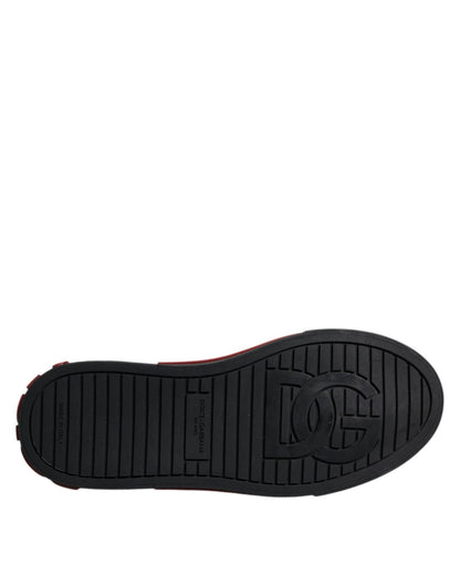 Dolce & Gabbana Red Black Leopard Cotton Men Low Top Sneakers Shoes - SMARTMARTNZ