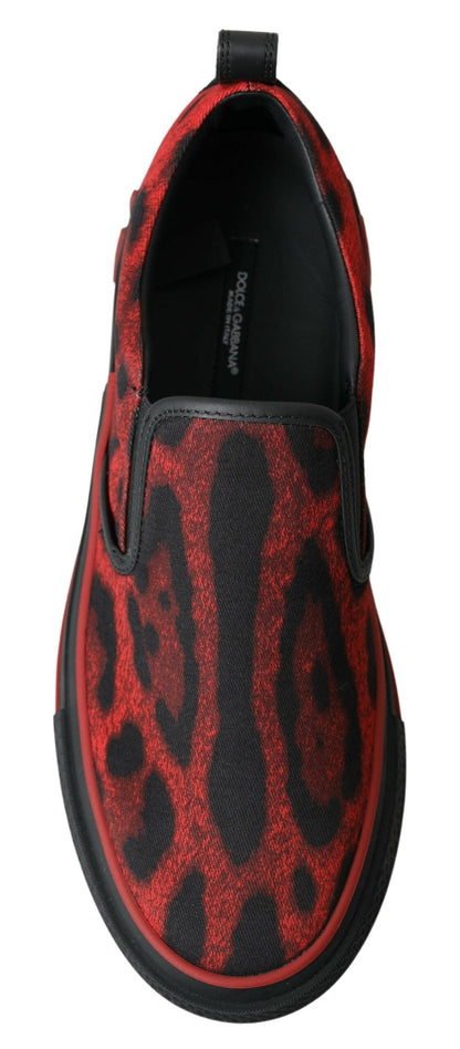 Dolce & Gabbana Red Black Leopard Loafers Sneakers Shoes - SMARTMARTNZ