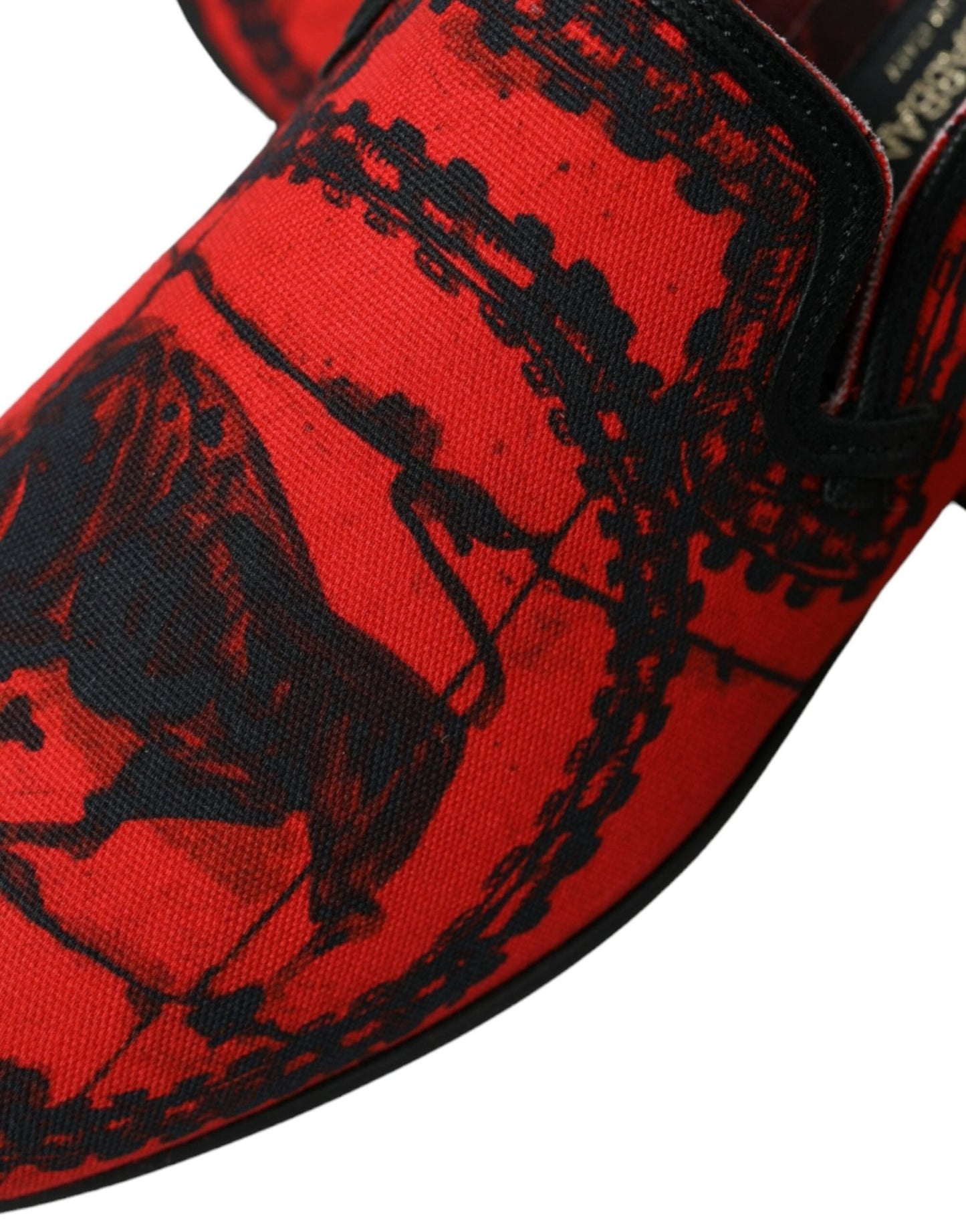 Dolce & Gabbana Red Black Torero Loafers Slippers Men Shoes - SMARTMARTNZ