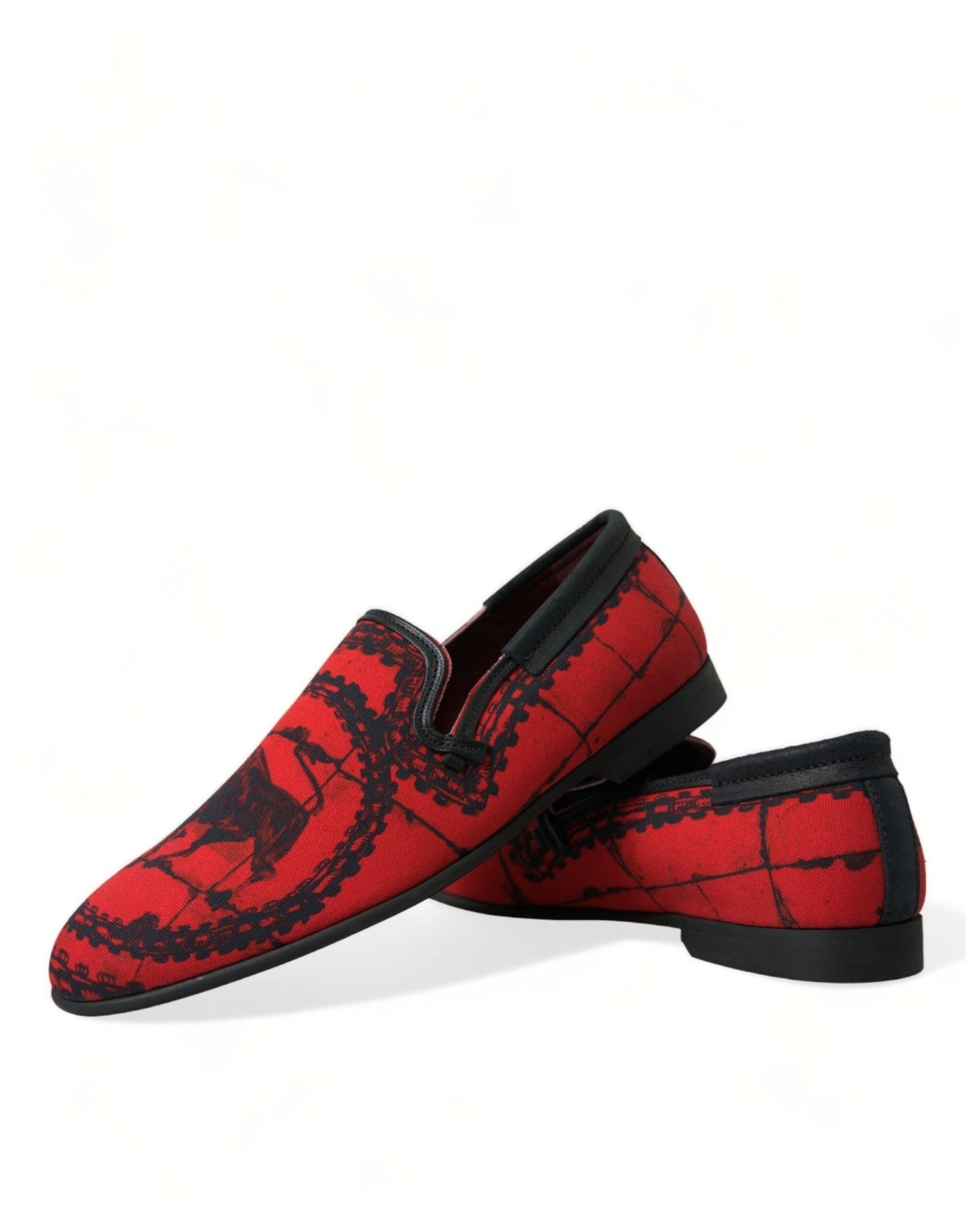 Dolce & Gabbana Red Black Torero Loafers Slippers Men Shoes - SMARTMARTNZ
