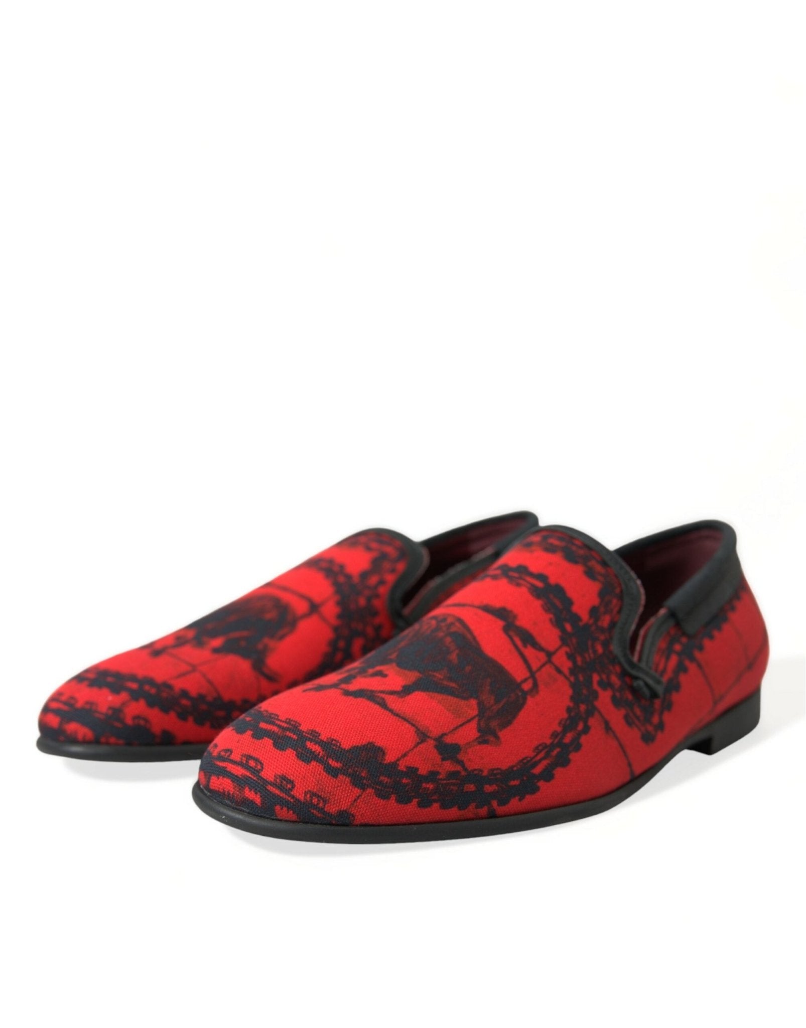Dolce & Gabbana Red Black Torero Loafers Slippers Men Shoes - SMARTMARTNZ