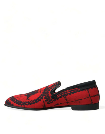 Dolce & Gabbana Red Black Torero Loafers Slippers Men Shoes - SMARTMARTNZ