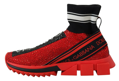 Dolce & Gabbana Red Bling Sorrento Sneakers Socks Shoes - SMARTMARTNZ