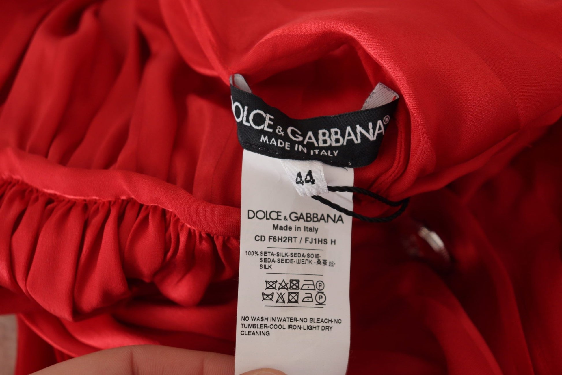 Dolce & Gabbana Red Button Down Belted Midi Satin Silk Dress - SMARTMARTNZ