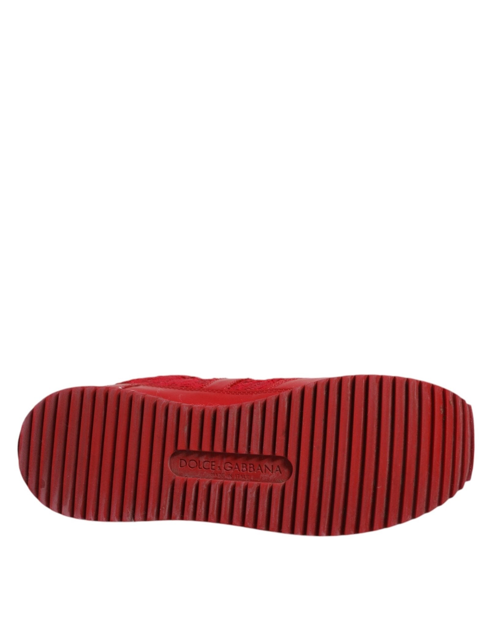 Dolce & Gabbana Red Floral Lace Leather Sneakers Shoes - SMARTMARTNZ