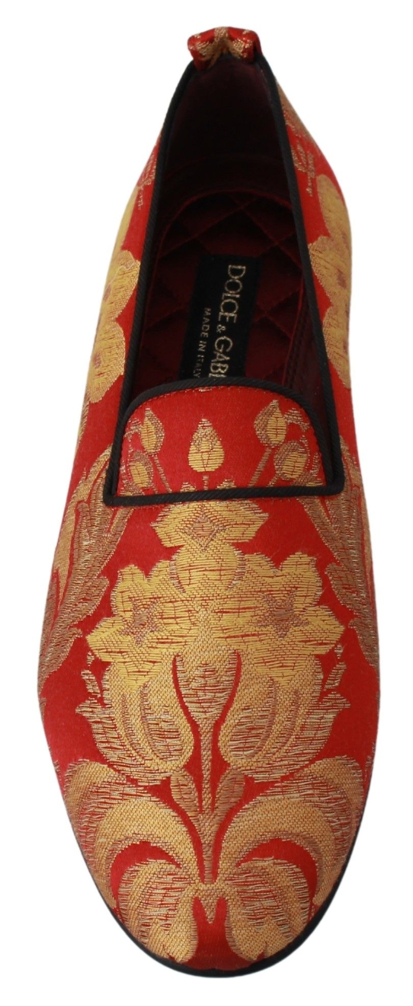 Dolce & Gabbana Red Gold Brocade Slippers Loafers Shoes - SMARTMARTNZ