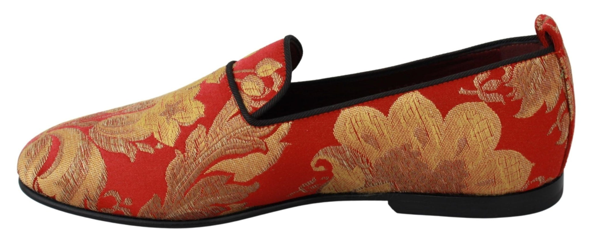 Dolce & Gabbana Red Gold Brocade Slippers Loafers Shoes - SMARTMARTNZ