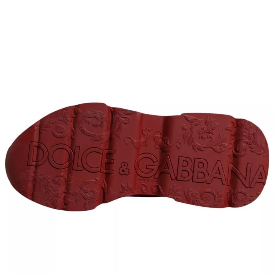 Dolce & Gabbana Red Leather Daymaster Low Top Sneakers Shoes - SMARTMARTNZ