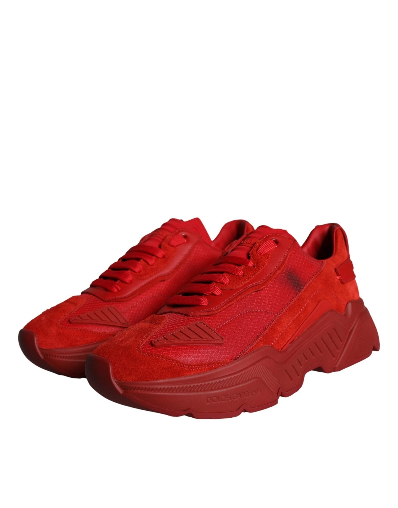 Dolce & Gabbana Red Leather Daymaster Low Top Sneakers Shoes - SMARTMARTNZ