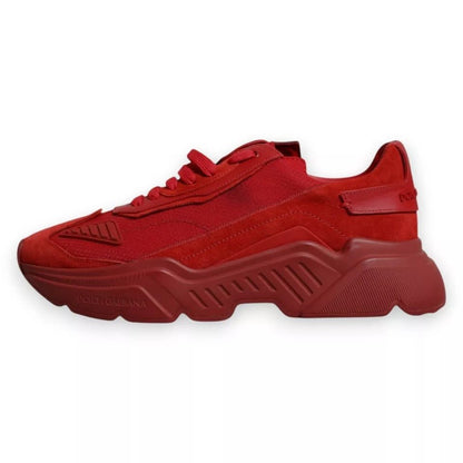 Dolce & Gabbana Red Leather Daymaster Low Top Sneakers Shoes - SMARTMARTNZ